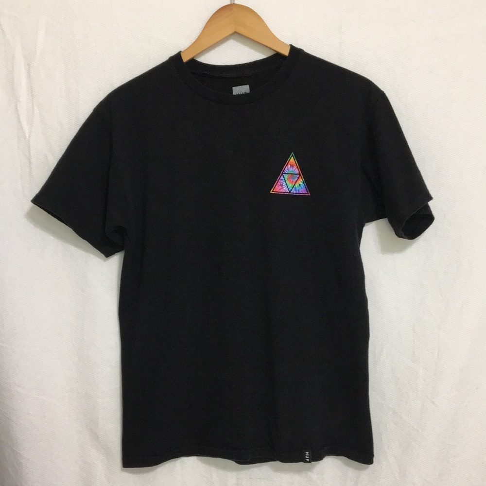 HUF Worldwide Black Tie Dye Logo T-Shirt Mens Medium